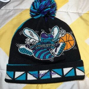 Mitchell & Ness Black and Teal Kids Beanie with Purple Accents